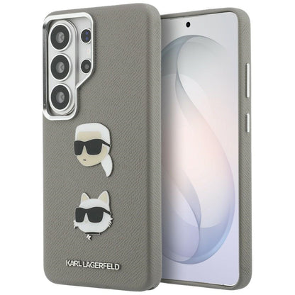 Suojakotelo Samsung Galaxy S26 Ultra S948:lle, Karl Lagerfeld, Saffiano Karl & Choupette's Head Pin, Harmaa