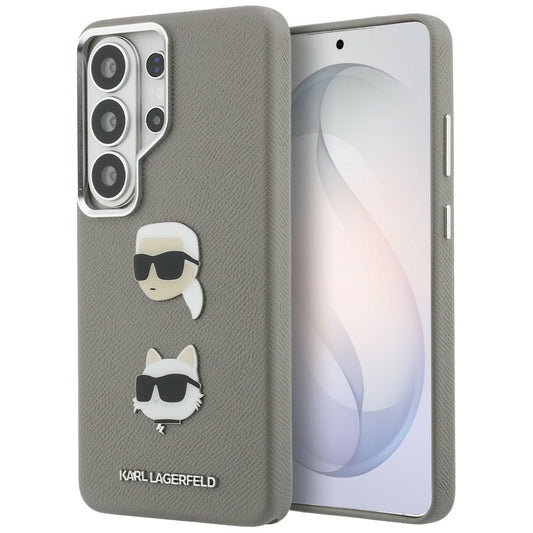 Suojakotelo Samsung Galaxy S26 Ultra S948:lle, Karl Lagerfeld, Saffiano Karl & Choupette's Head Pin, Harmaa