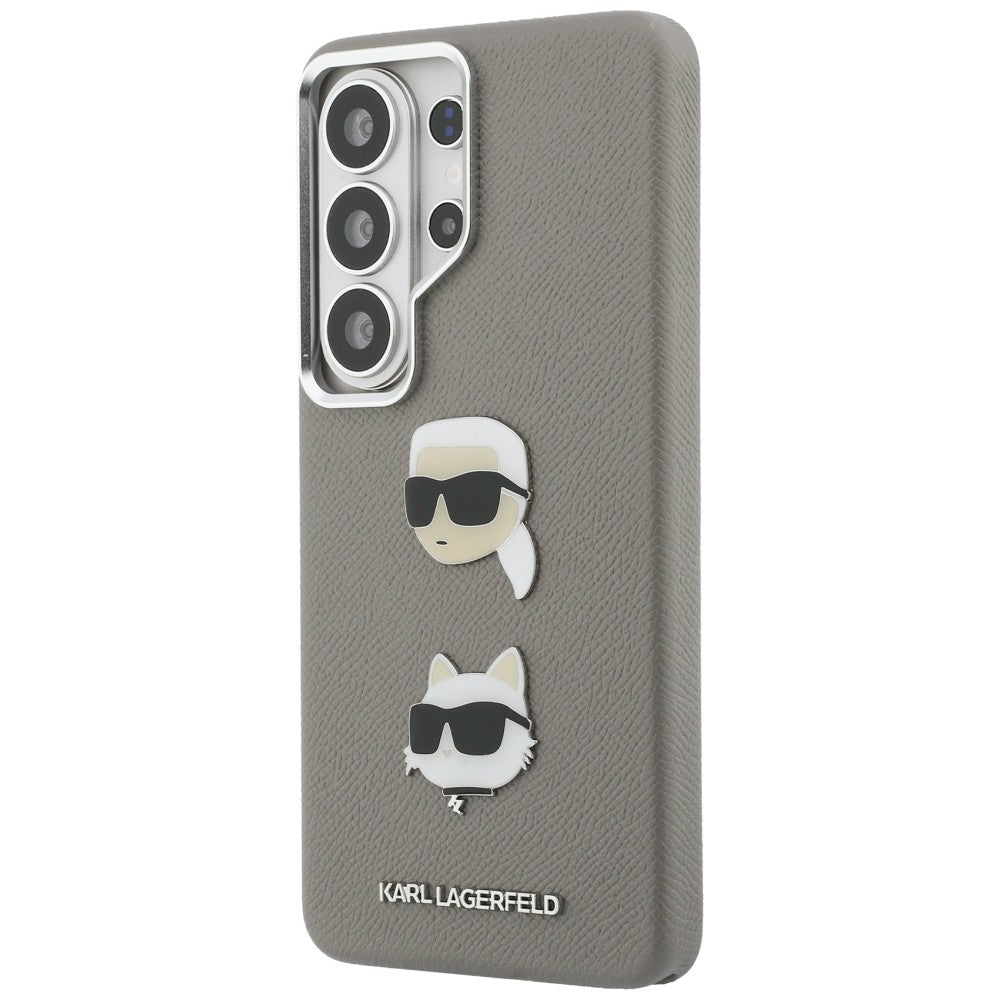 Suojakotelo Samsung Galaxy S26 Ultra S948:lle, Karl Lagerfeld, Saffiano Karl & Choupette's Head Pin, Harmaa