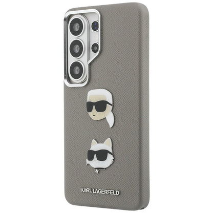 Suojakotelo Samsung Galaxy S26 Ultra S948:lle, Karl Lagerfeld, Saffiano Karl & Choupette's Head Pin, Harmaa