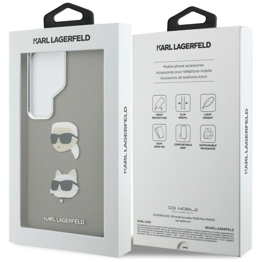 Suojakotelo Samsung Galaxy S26 Ultra S948:lle, Karl Lagerfeld, Saffiano Karl & Choupette's Head Pin, Harmaa