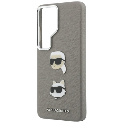 Suojakotelo Samsung Galaxy S26 Ultra S948:lle, Karl Lagerfeld, Saffiano Karl & Choupette's Head Pin, Harmaa