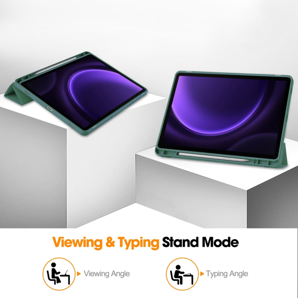 Suojakuori Samsung Galaxy Tab S10 FE / Tab S9 FE:lle, Techsuit, Flex Trifold, Vihreä