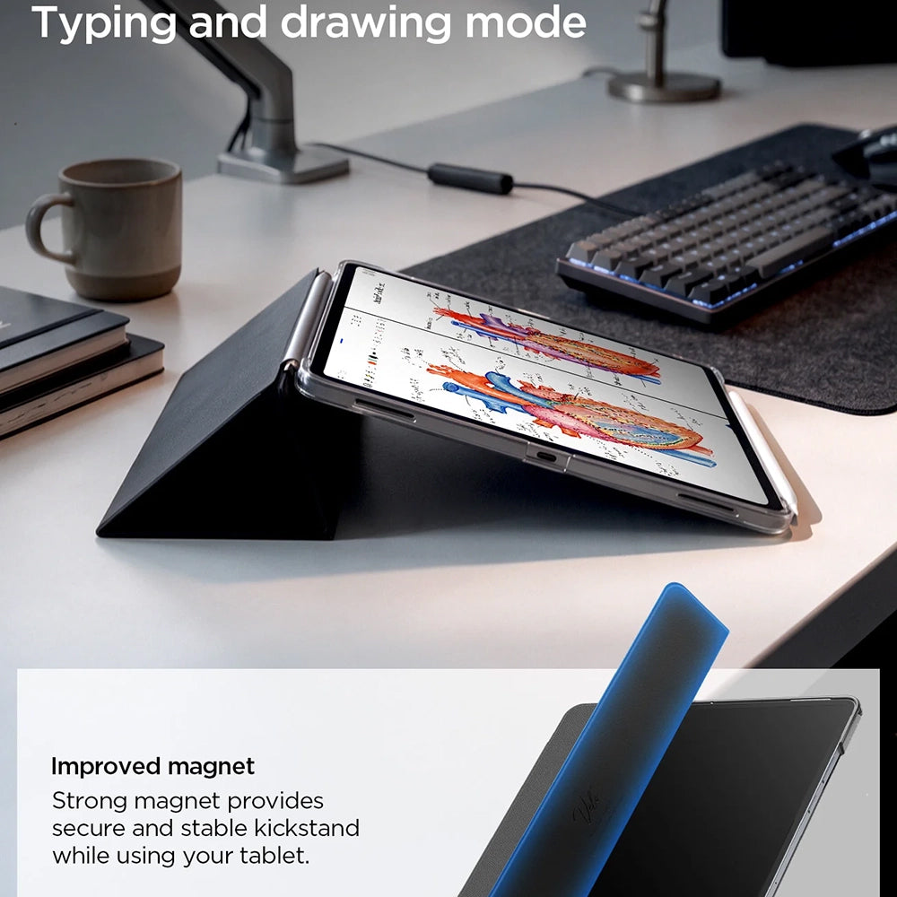 Suojakuori Samsung Galaxy Tab S12 Ultra / Tab S11 Ultra -tabletille, Spigen Liquid Air Folio, musta ACS11821