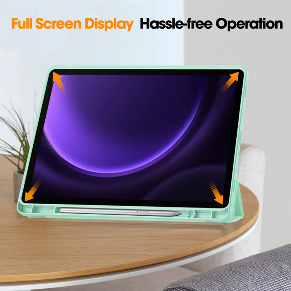 Suojakuori Samsung Galaxy Tab S9 FE / Tab S9 / Tab S10 FE:lle, Techsuit, Flex Trifold, Vihreä Matcha