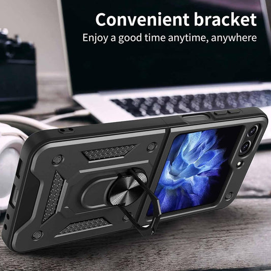 Kuori Samsung Galaxy Z Flip7 FE F761 / Z Flip6 F741:lle, Techsuit, CamShield, Musta