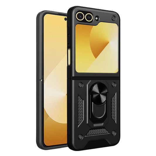 Kuori Samsung Galaxy Z Flip7 FE F761 / Z Flip6 F741:lle, Techsuit, CamShield, Musta