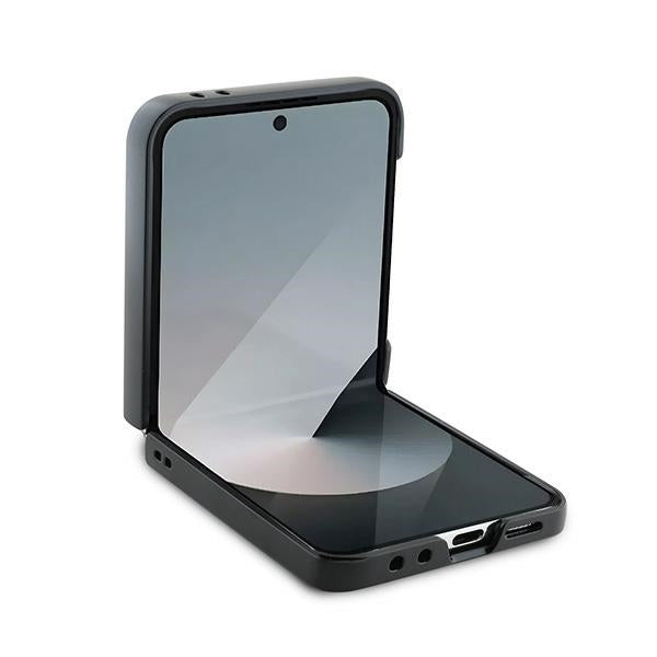 Suojakotelo Samsung Galaxy Z Flip7 FE F761 / Z Flip6 F741, Karl Lagerfeld, Saffiano Karl & Choupette Metal, Musta