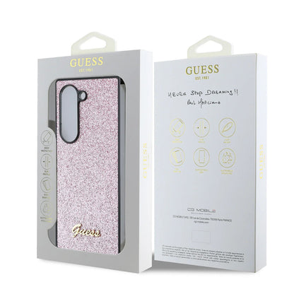 Kotelo Samsung Galaxy Z Fold6 F956:lle, Guess, Glitter Script, Pinkki