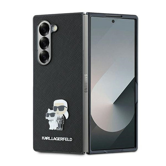 Case for Samsung Galaxy Z Fold6 F956, Karl Lagerfeld, Saffiano Karl & Choupette Metal, Black