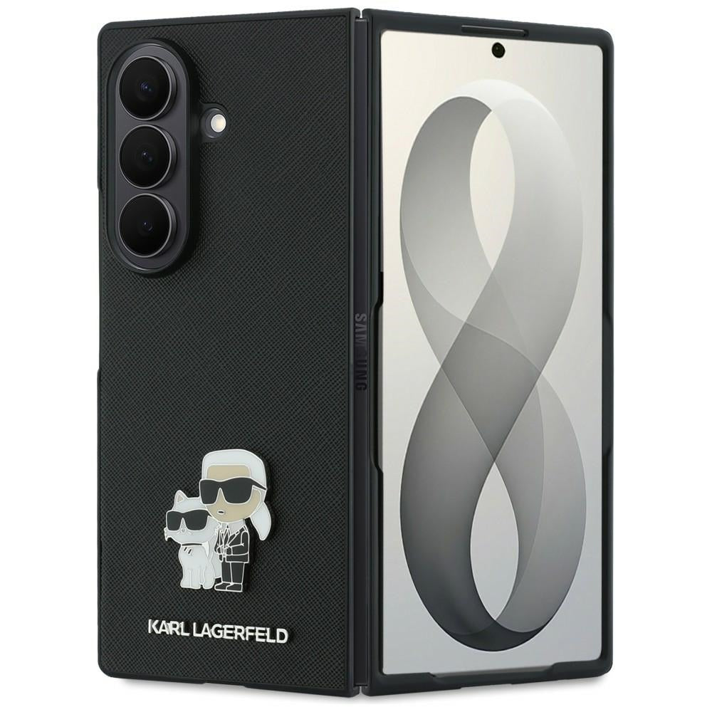 Kuori Samsung Galaxy Z Fold8 Ultra F976:lle, Karl Lagerfeld, Saffiano Karl & Choupette metallineula, musta