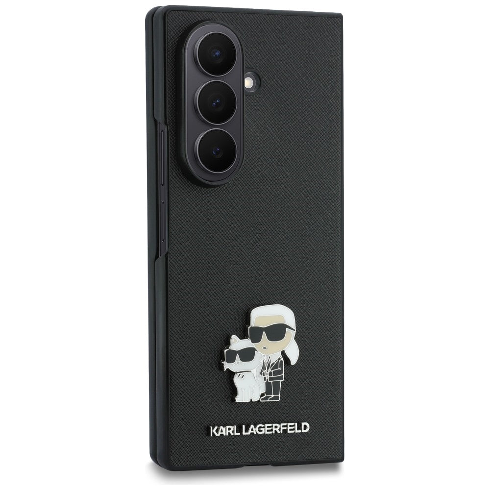 Kuori Samsung Galaxy Z Fold8 Ultra F976:lle, Karl Lagerfeld, Saffiano Karl & Choupette metallineula, musta