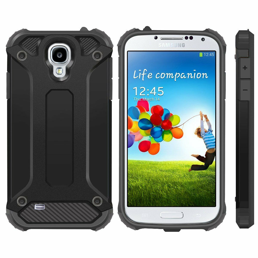 Kuori Samsung I9500 Galaxy S4:lle, Techsuit, Hybrid Armor, Musta