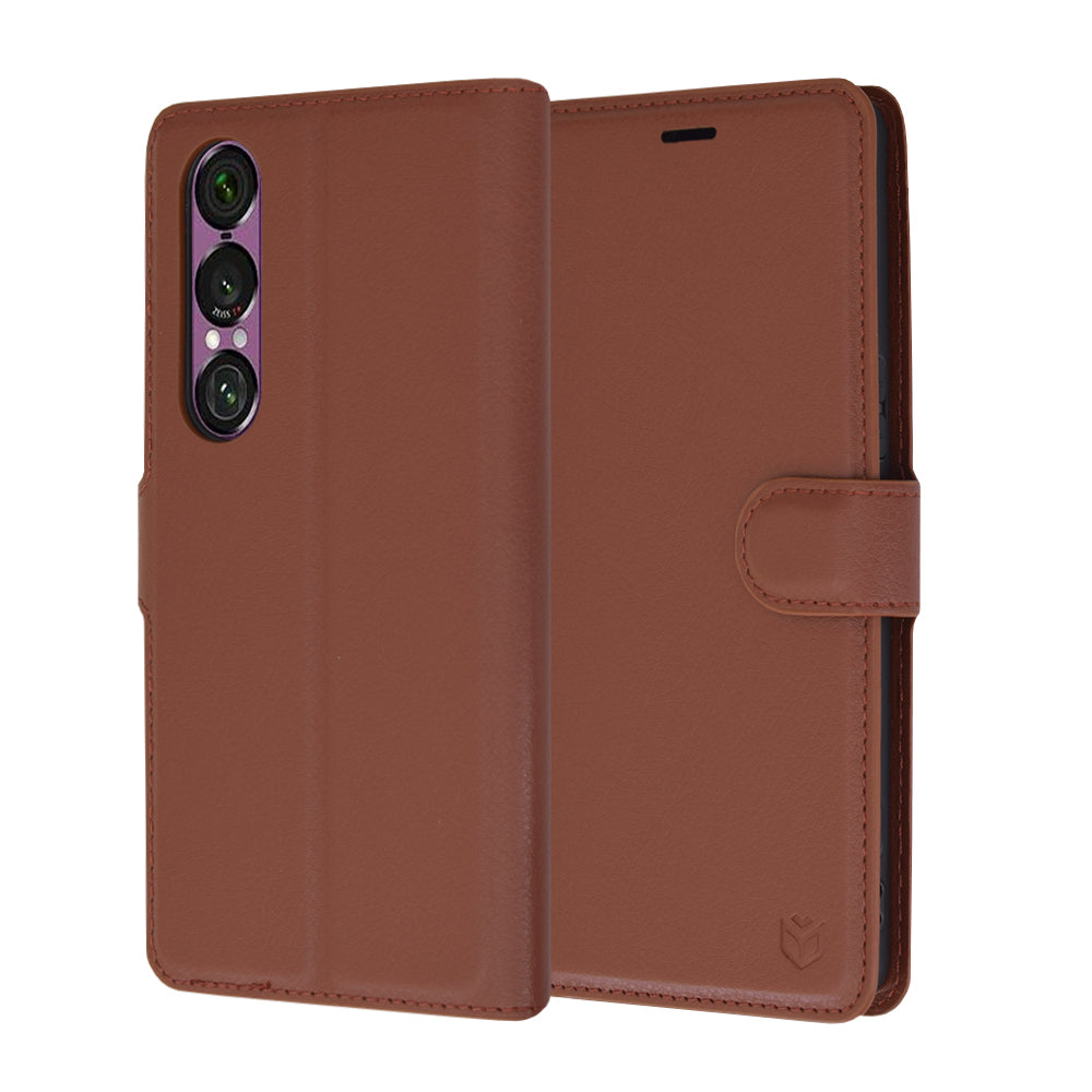 Case for Sony Xperia 1 VI, Techsuit, Leather Folio, Brown