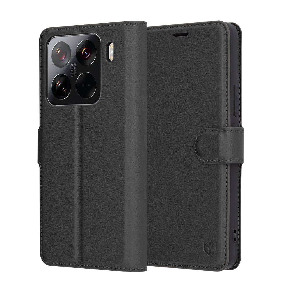 Kuori Xiaomi 15 Pro:lle, Techsuit, nahkainen folio, musta