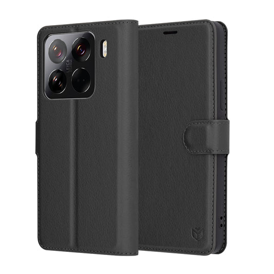 Kuori Xiaomi 15 Pro:lle, Techsuit, nahkainen folio, musta