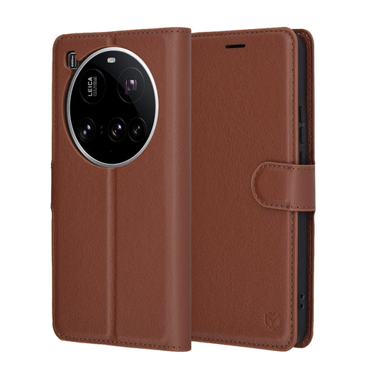 Kuori Xiaomi 15 Ultralle, Techsuit, Nahkainen Folio, Ruskea