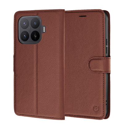 Kuori Xiaomi 17T Pro:lle, Techsuit, nahkainen folio, ruskea