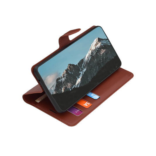 Kuori Xiaomi 17T Pro:lle, Techsuit, nahkainen folio, ruskea