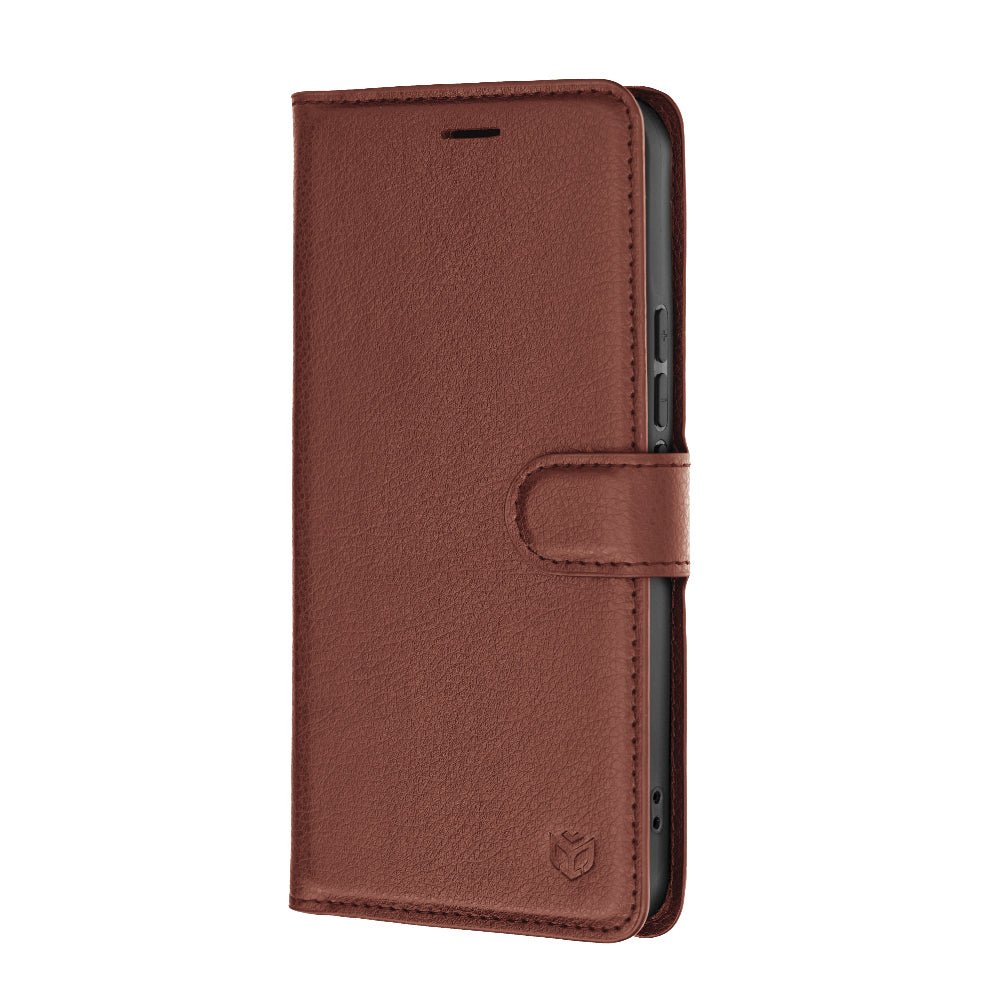 Kuori Xiaomi 17T Pro:lle, Techsuit, nahkainen folio, ruskea