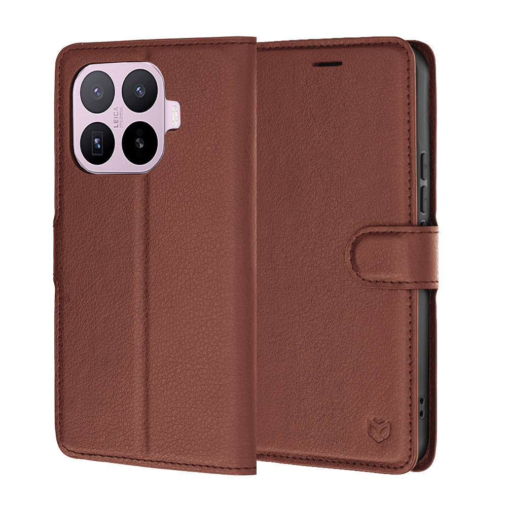 Kuori Xiaomi 17T:lle, Techsuit, nahkainen folio, ruskea