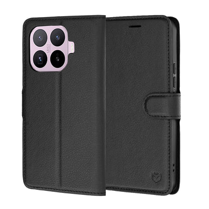 Kuori Xiaomi 17T:lle, Techsuit, nahkainen folio, musta