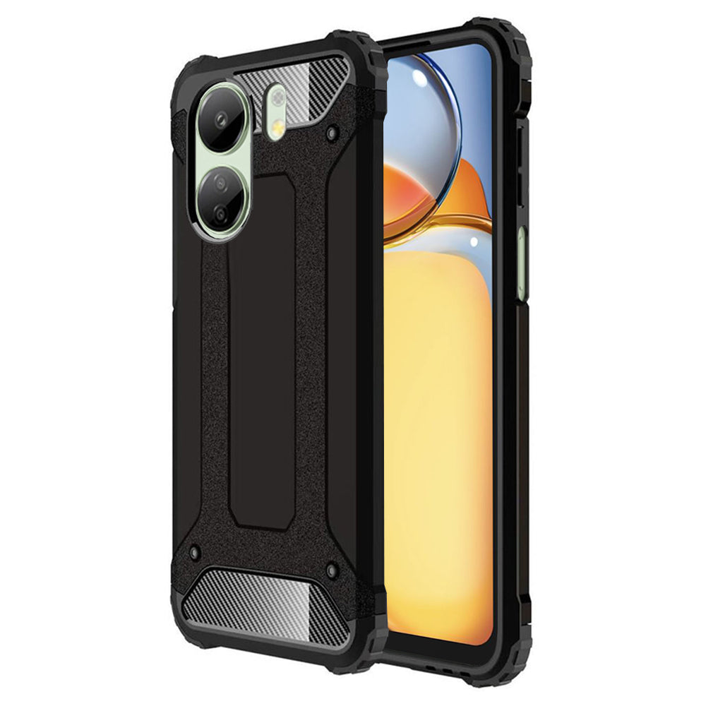 Kuori Xiaomi Poco C65 / Redmi 13C:lle, Techsuit, Hybrid Armor, Musta