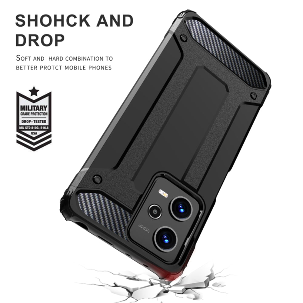 Kuori Xiaomi Poco C65 / Redmi 13C:lle, Techsuit, Hybrid Armor, Musta