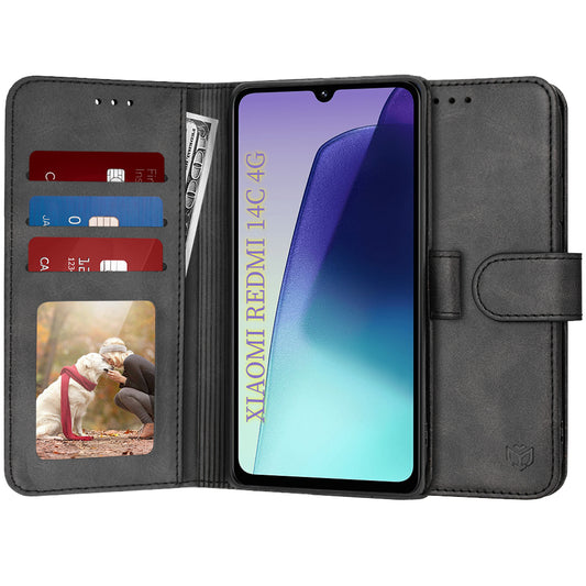 Kuori Xiaomi Poco C75 / Redmi 14C:lle, Techsuit, Diary Book, Musta