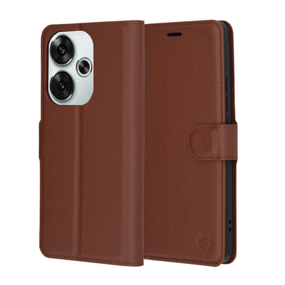 Kuori Xiaomi Poco F6:lle, Techsuit, nahkainen folio, ruskea