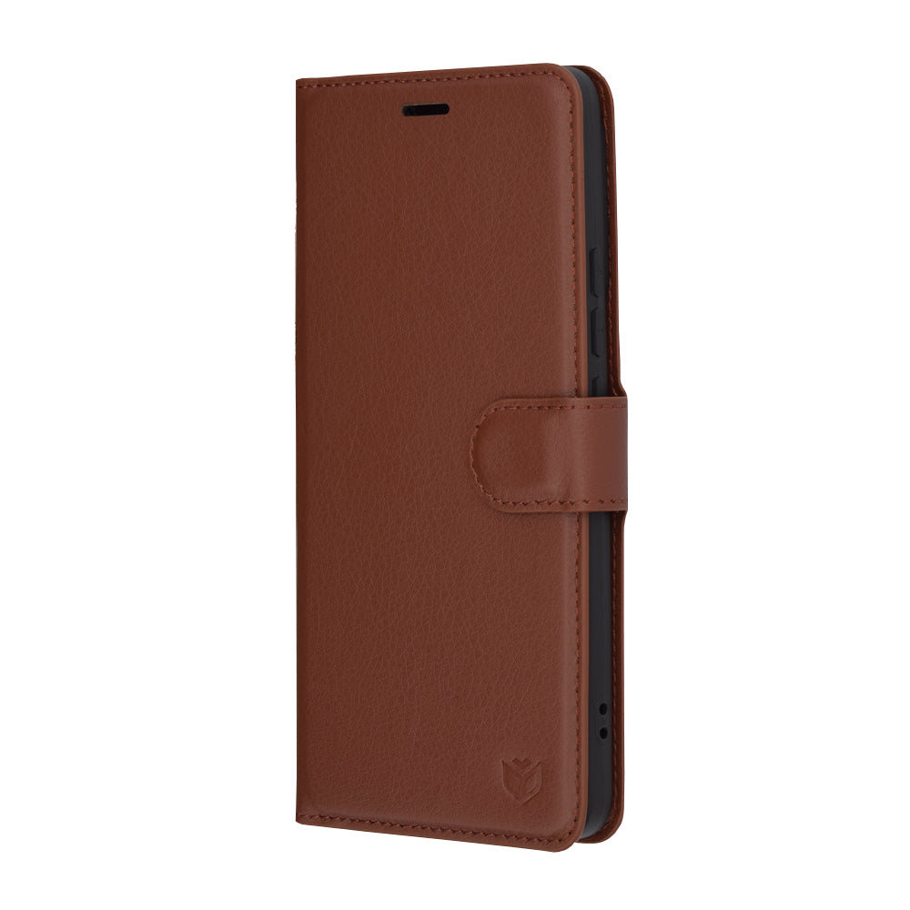 Kuori Xiaomi Poco F6:lle, Techsuit, nahkainen folio, ruskea