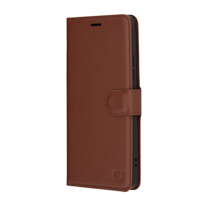 Kuori Xiaomi Poco F6:lle, Techsuit, nahkainen folio, ruskea