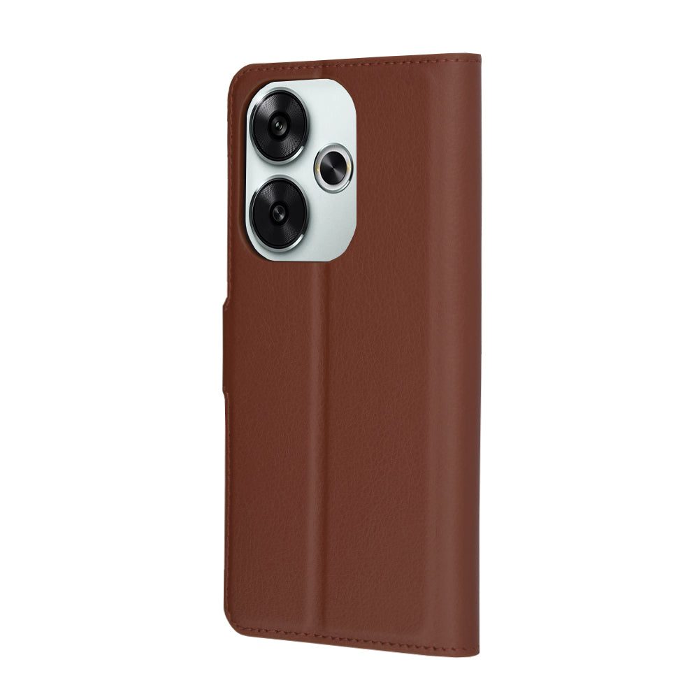 Kuori Xiaomi Poco F6:lle, Techsuit, nahkainen folio, ruskea