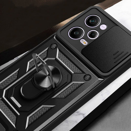Kuori Xiaomi Poco X5 Pro / Redmi Note 12 Pro 5G:lle, Techsuit, CamShield, Musta
