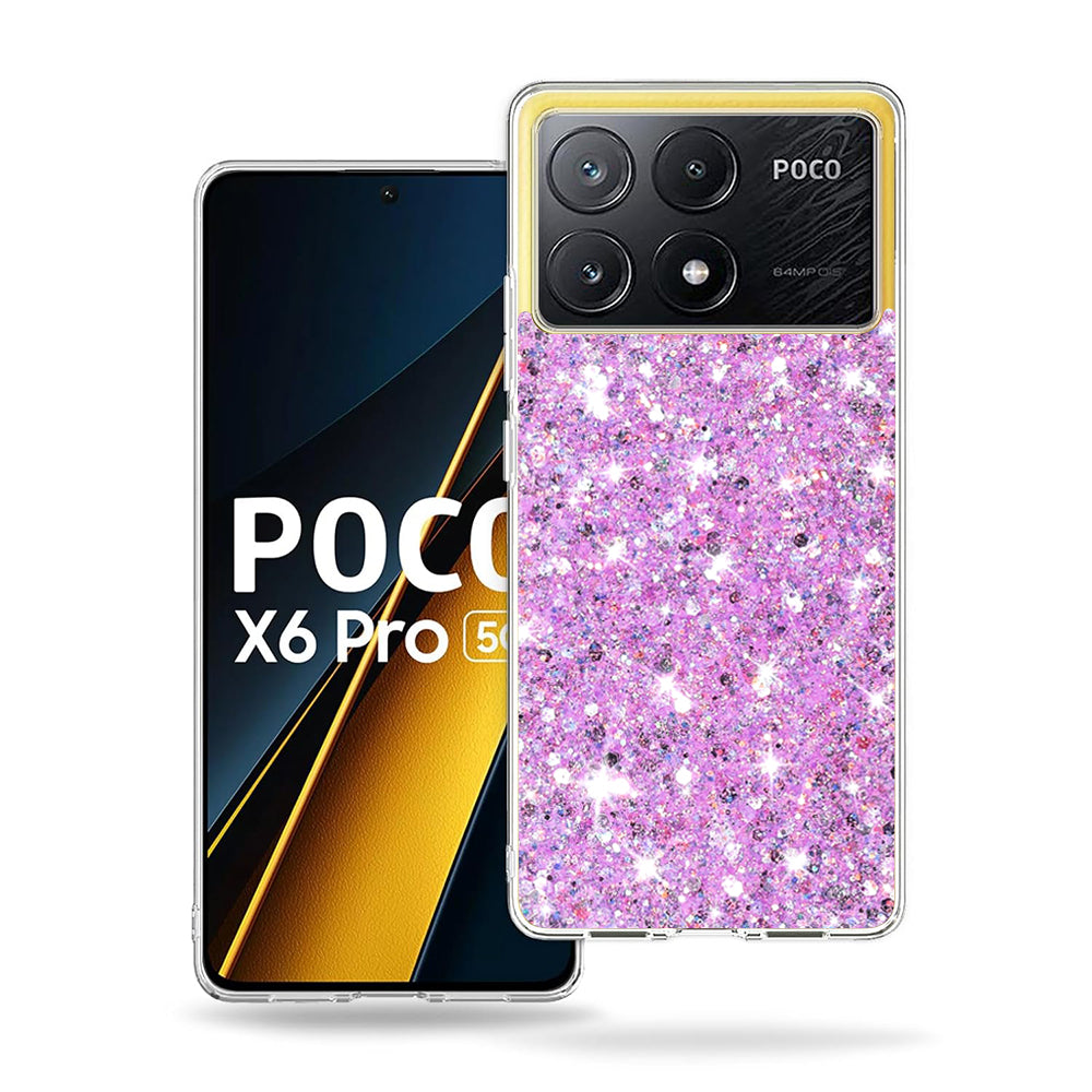 Kuori Xiaomi Poco X6 Pro:lle, Techsuit, Kimaltava Glitter, Magenta