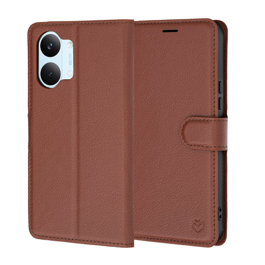 Kuori Xiaomi Poco X8 Pro Maxille, Techsuit, Nahkainen Folio, Ruskea