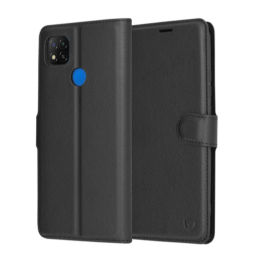Kuori Xiaomi Redmi 9C NFC / 9C:lle, Techsuit, nahkainen folio, musta