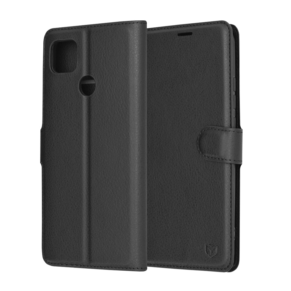 Kuori Xiaomi Redmi 9C NFC / 9C:lle, Techsuit, nahkainen folio, musta