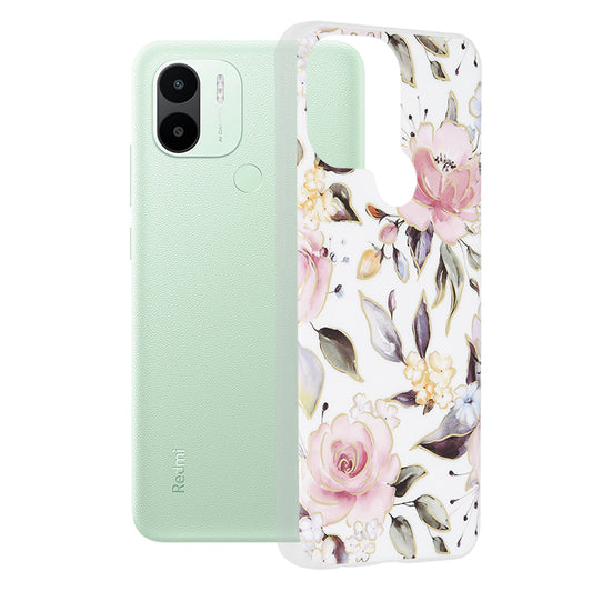 Kuori Xiaomi Redmi A2+ / A1+:lle, Techsuit, Marble, Valkoinen