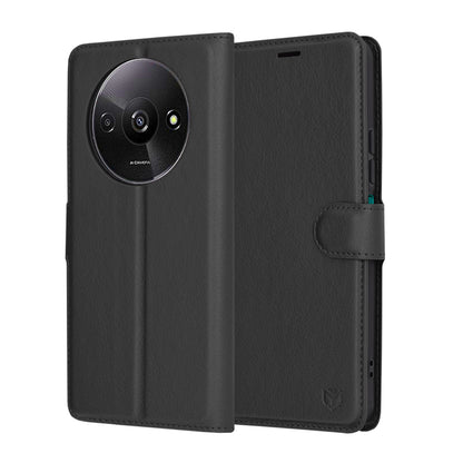 Kuori Xiaomi Redmi A3x / A3:lle, Techsuit, nahkainen folio, musta