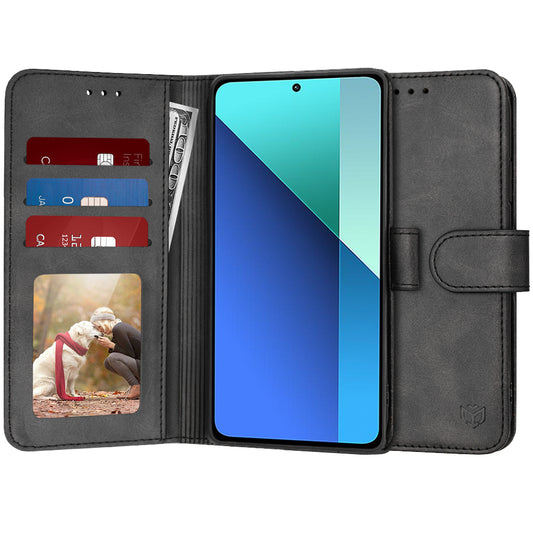 Kuori Xiaomi Redmi Note 13 4G:lle, Techsuit, Diary Book, Musta
