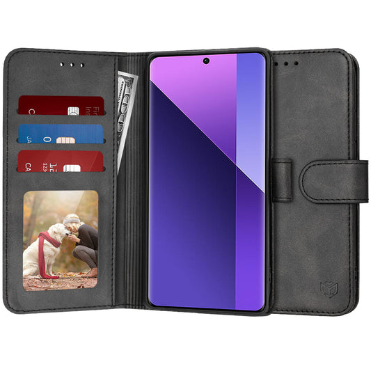 Kuori Xiaomi Redmi Note 13 Pro+:lle, Techsuit, Diary Book, Musta