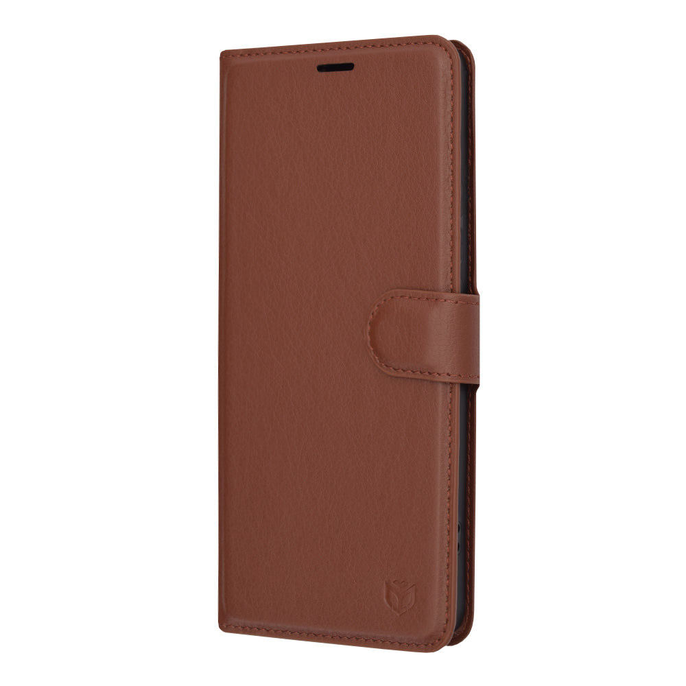 Kuori Xiaomi Redmi Note 13 Pro+:lle, Techsuit, nahkainen folio, ruskea