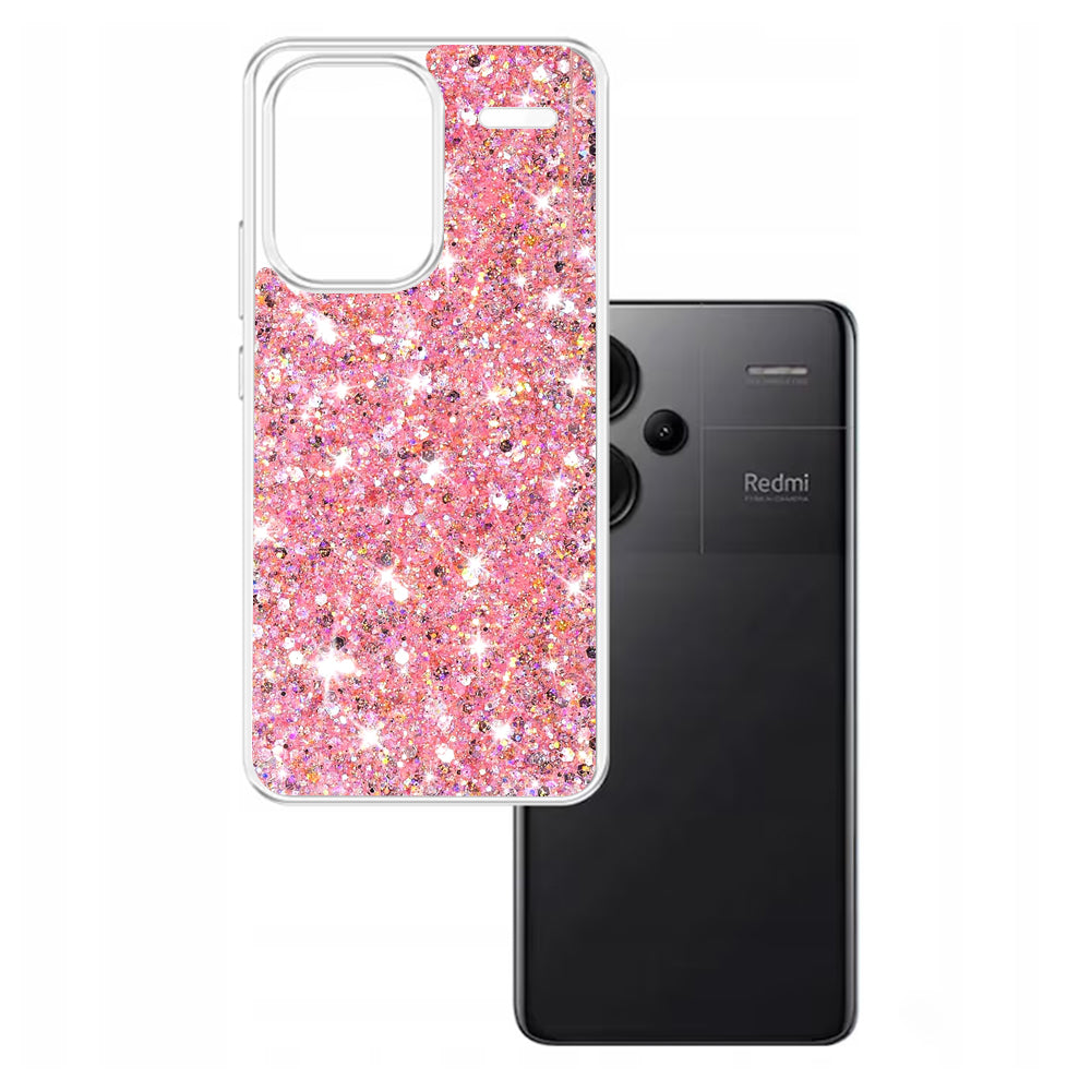 Kuori Xiaomi Redmi Note 13 Pro+:lle, Techsuit, Kimaltava Glitter, Vaaleanpunainen