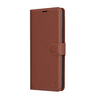 Kuori Xiaomi Redmi Note 14 4G:lle (Alueellinen), Techsuit, Nahkainen Folio, Ruskea