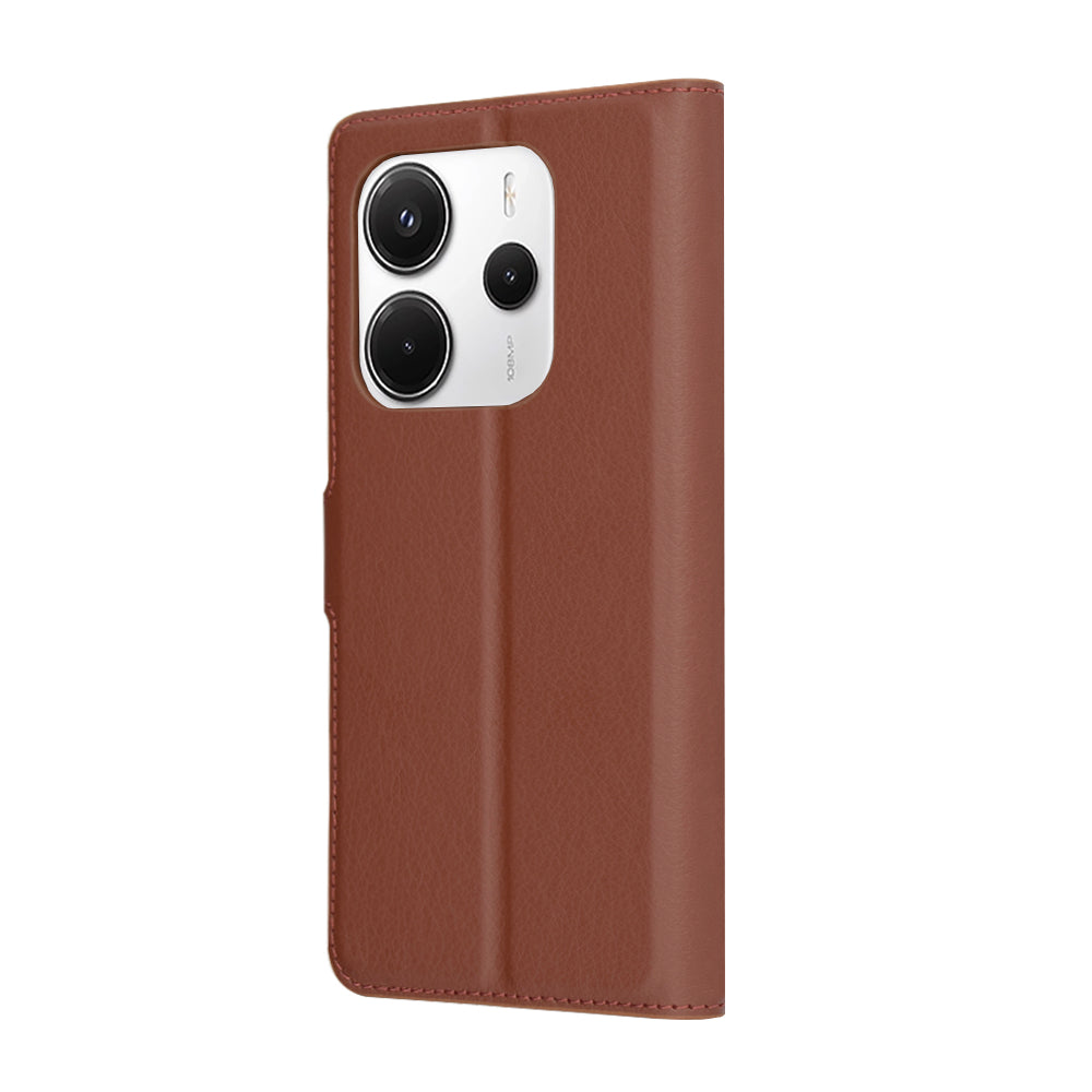 Kuori Xiaomi Redmi Note 14 4G:lle (Alueellinen), Techsuit, Nahkainen Folio, Ruskea