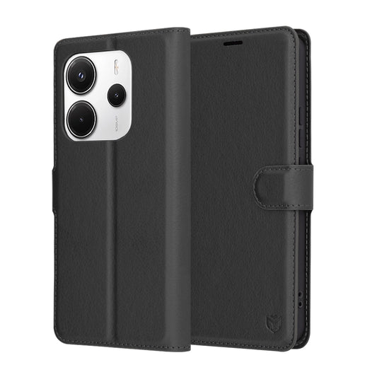 Kuori Xiaomi Redmi Note 14 4G:lle (Alueellinen), Techsuit, Nahkainen Folio, Musta