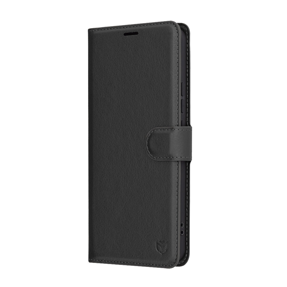 Kuori Xiaomi Redmi Note 14 4G:lle (Alueellinen), Techsuit, Nahkainen Folio, Musta