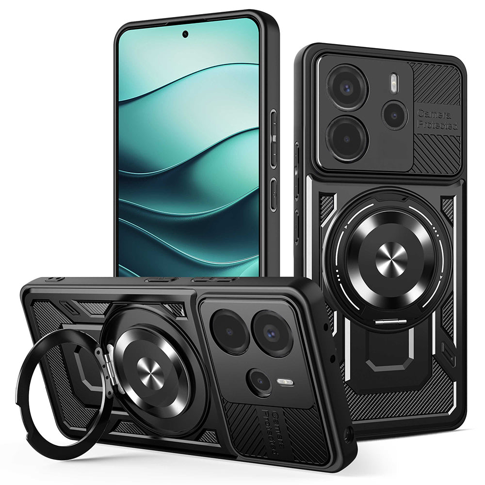 Kuori Xiaomi Redmi Note 14 4G:lle (alueellinen), Techsuit, RuggedCam, musta