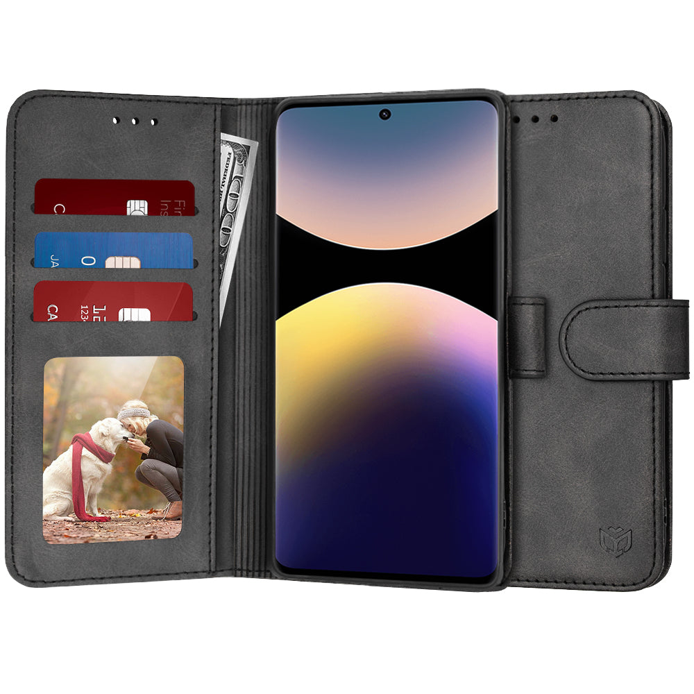 Kuori Xiaomi Redmi Note 14 Pro+ 5G:lle, Techsuit, Diary Book, Musta